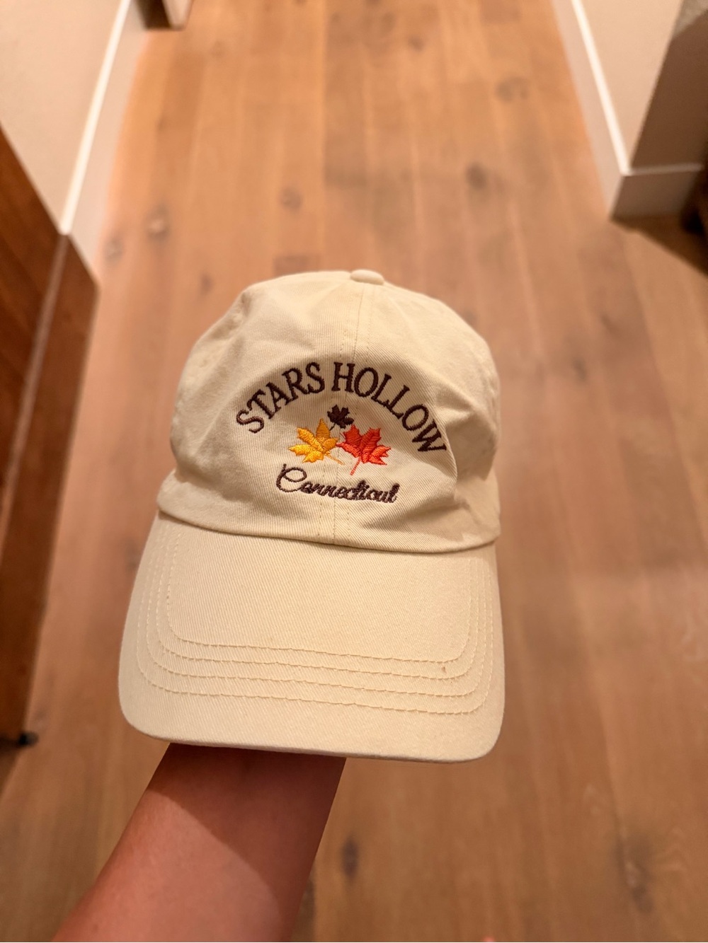 Stars Hollow Connecticut Embroidered Cream Baseball Cap